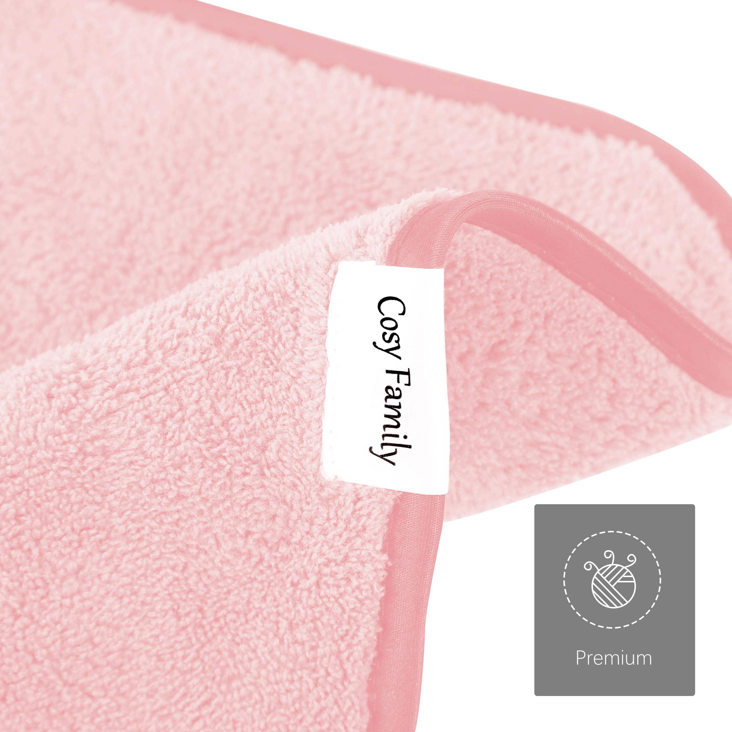 Cosy Family 10-Pack Makeup Remover Cloths | Soft Microfiber 12x12 in (Pink)