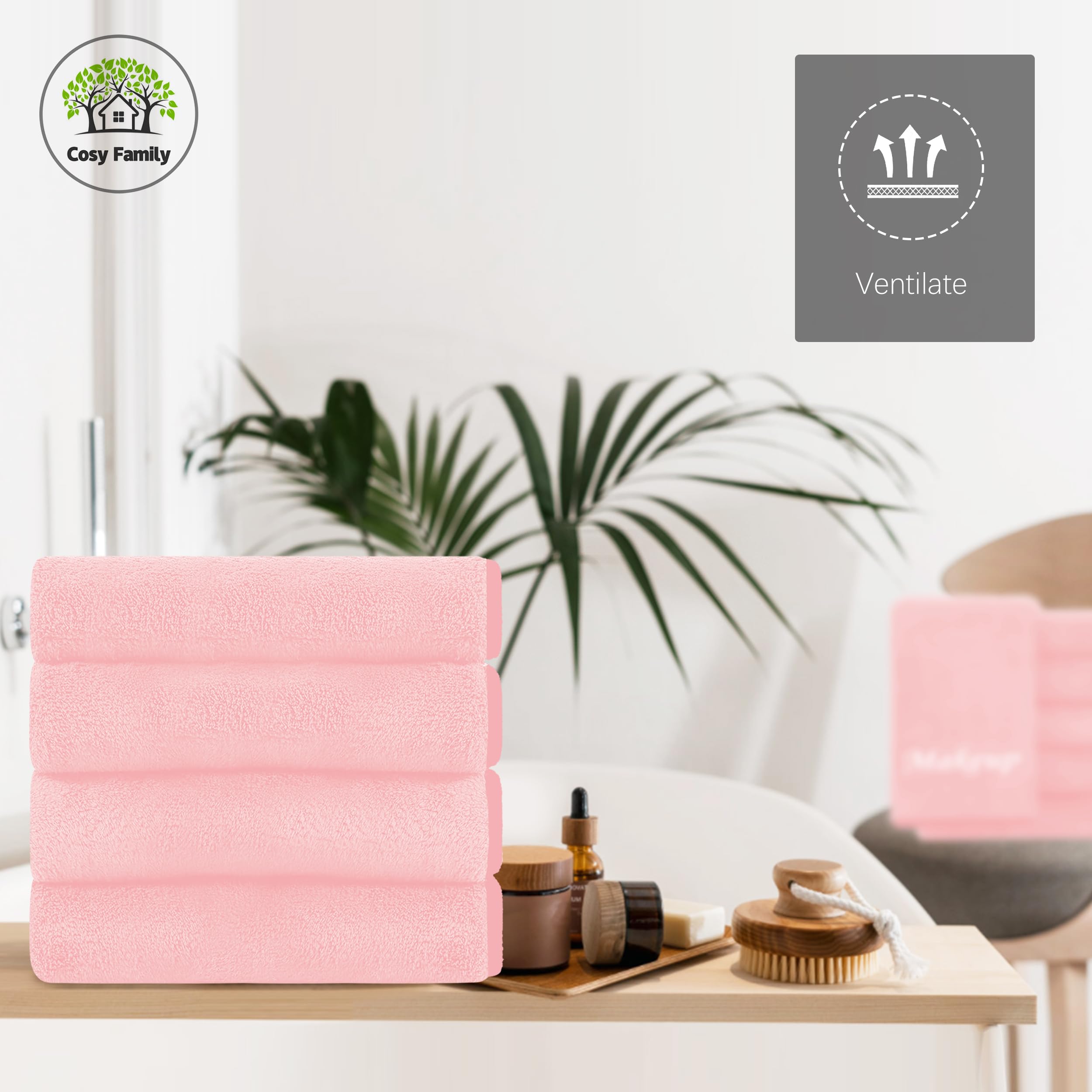 Cosy Family 10-Pack Makeup Remover Cloths | Soft Microfiber 12x12 in (Pink)