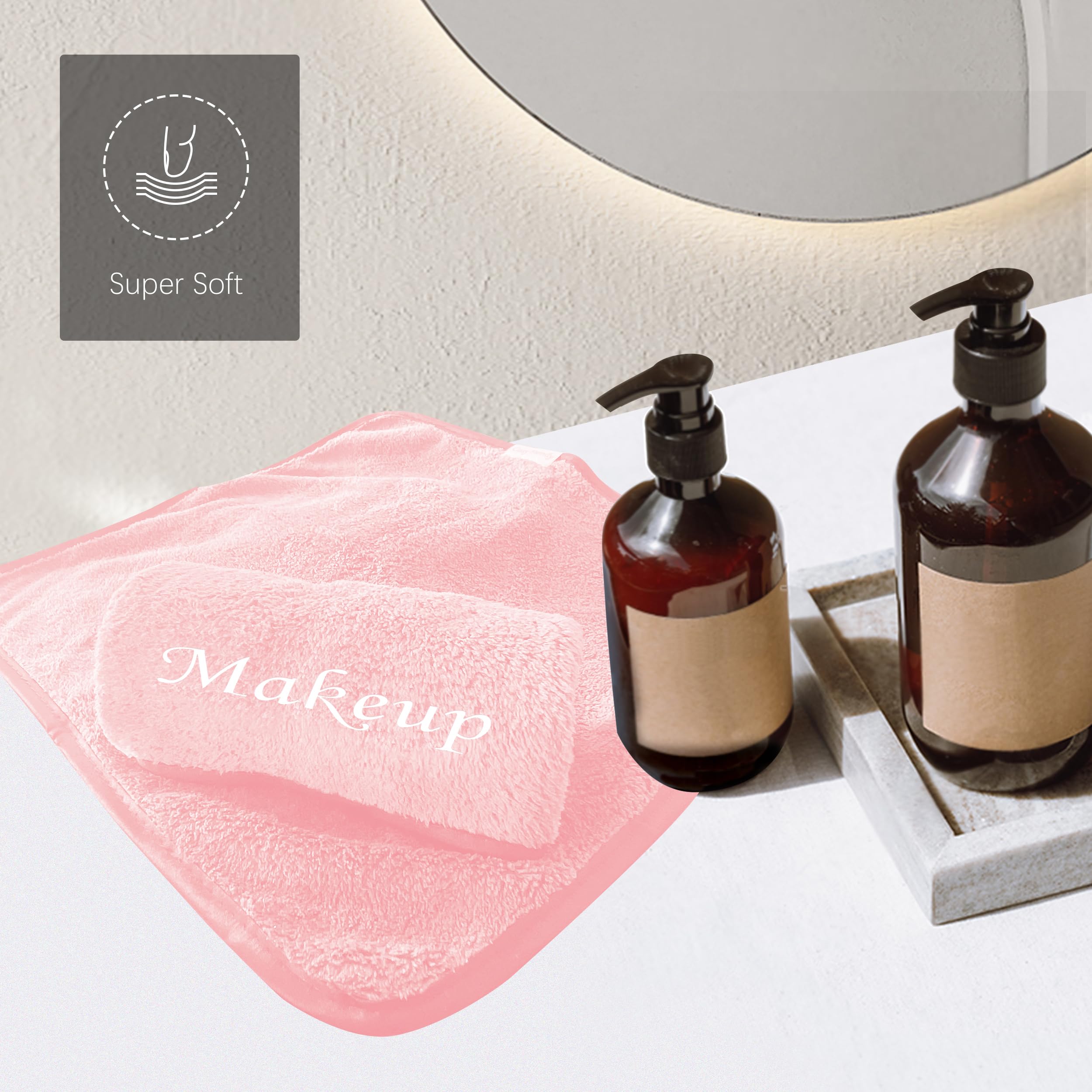 Cosy Family 10-Pack Makeup Remover Cloths | Soft Microfiber 12x12 in (Pink)
