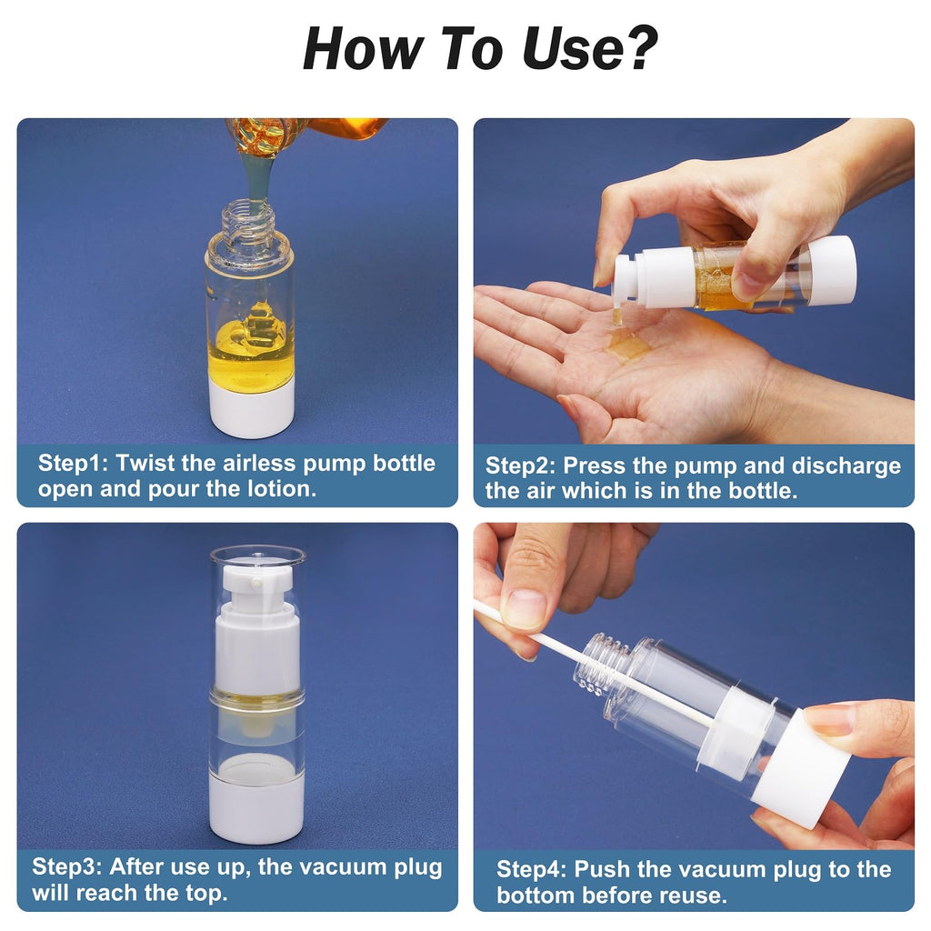Cosywell Airless Pump Bottles 8 Pack 1oz/30ml Travel Containers