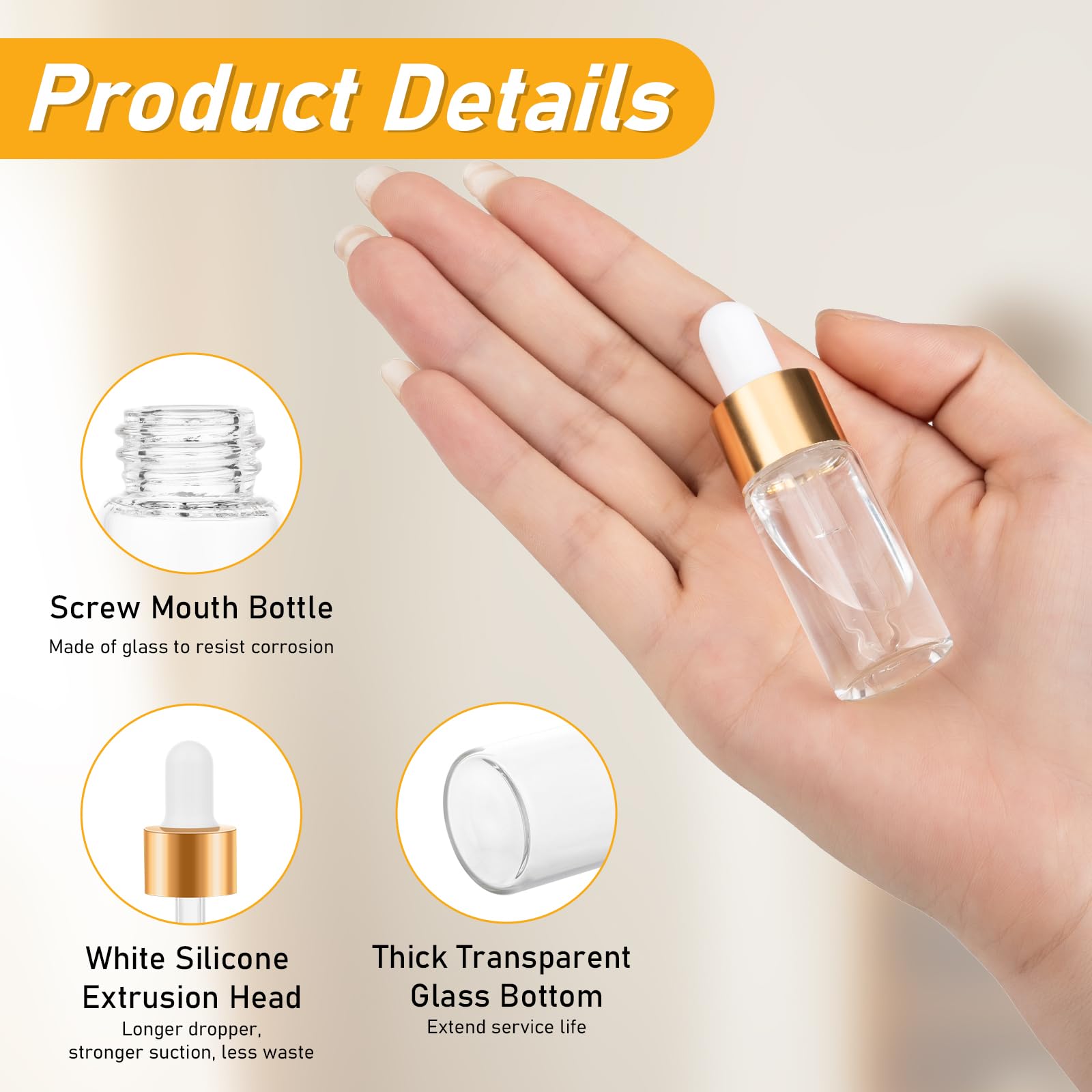 COTOM 100-Pack Mini Dropper Bottles 10ml – Travel-Ready Clear Glass for Oils, Perfume & DIY Blends