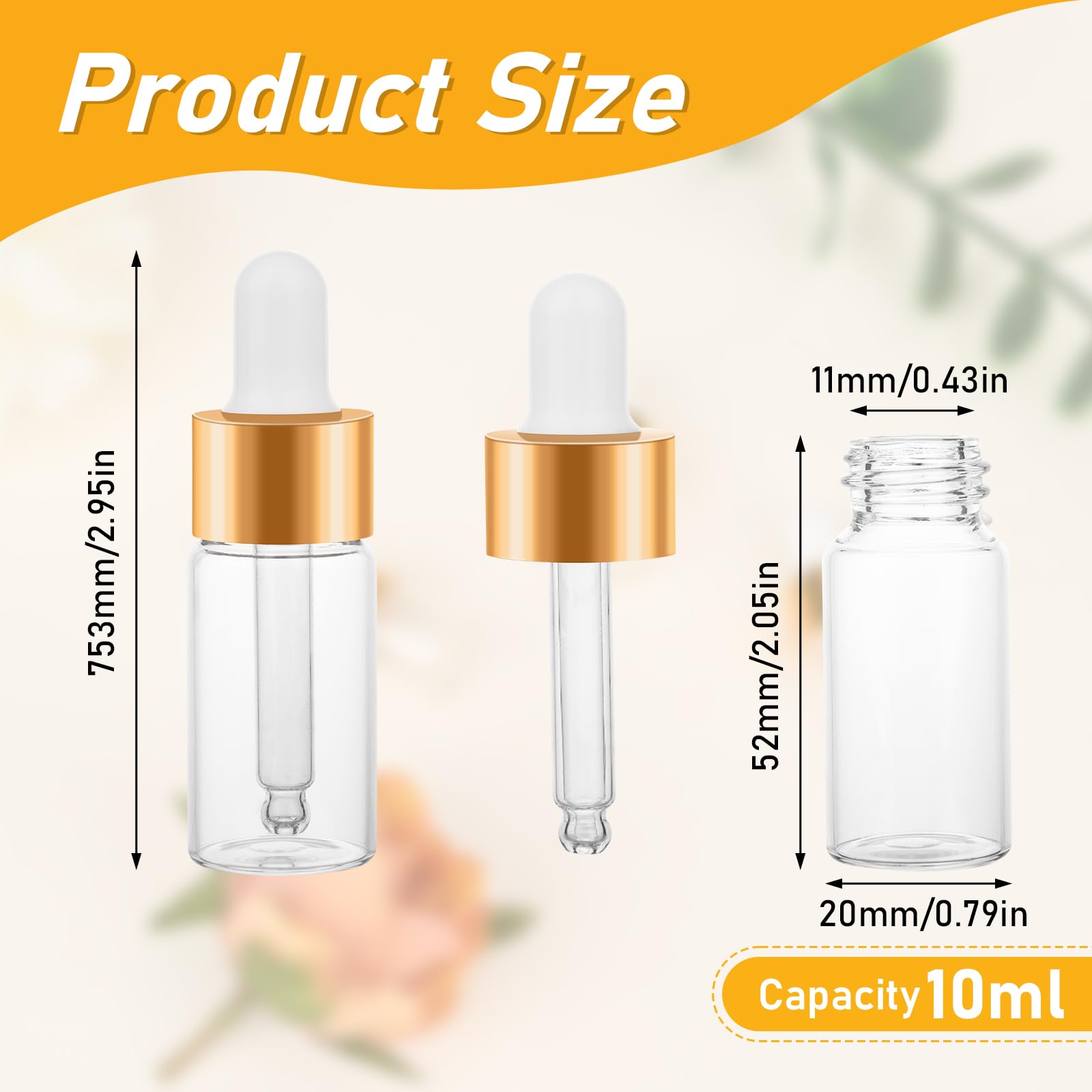 COTOM 100-Pack Mini Dropper Bottles 10ml – Travel-Ready Clear Glass for Oils, Perfume & DIY Blends