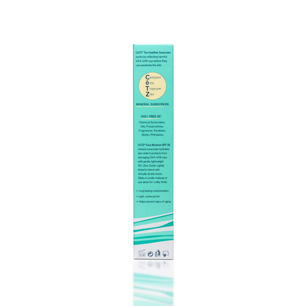 CoTZ Face Moisture Lightly Tinted Mineral Sunscreen SPF 35 – 1.5 oz | Sheer Tint Primer, Reef-Friendly