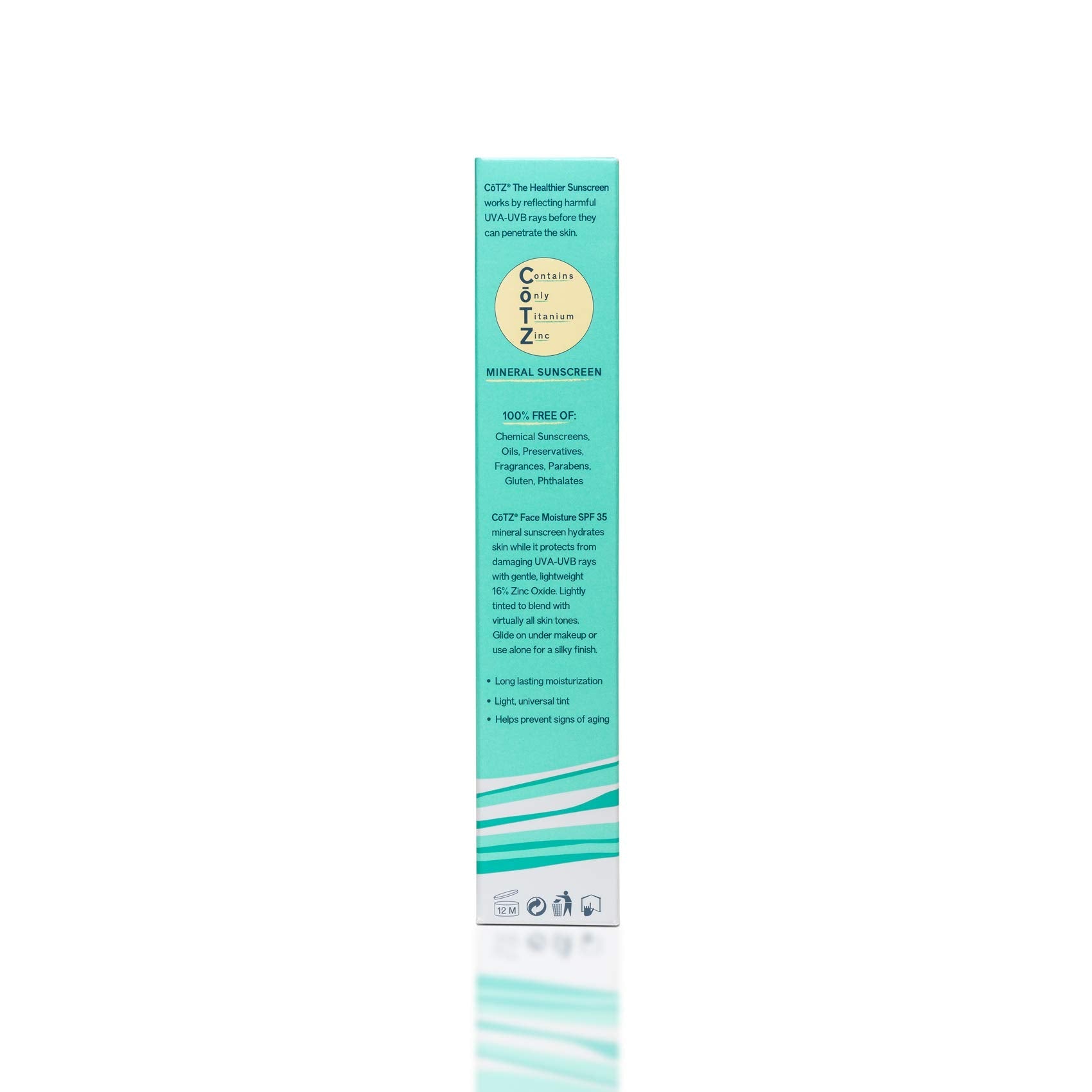 CoTZ Face Moisture Lightly Tinted Mineral Sunscreen SPF 35 – 1.5 oz | Sheer Tint Primer, Reef-Friendly