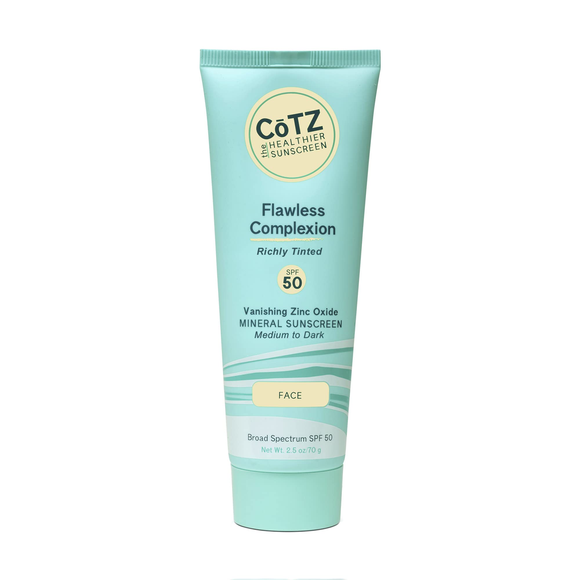 CoTZ Flawless Complexion: Richly Tinted Mineral Sunscreen SPF 50 for Medium–Dark Skin Tones | All Skin Types | 2.5oz