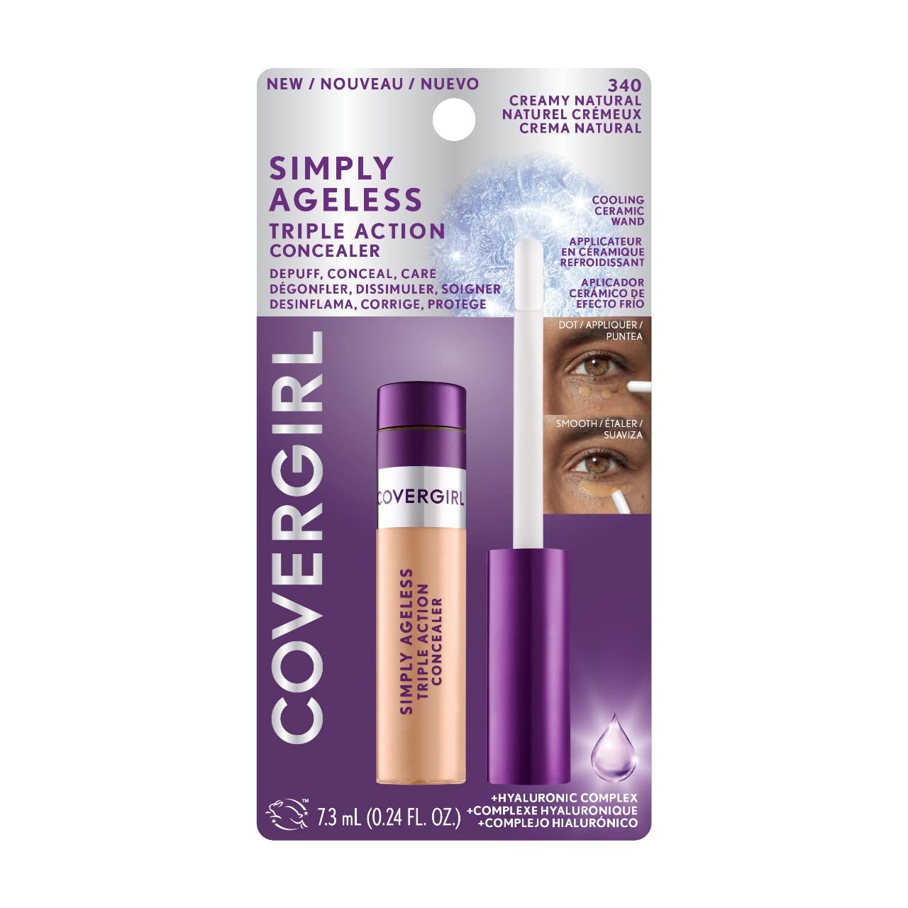 CoverGirl Simply Ageless Triple Action Concealer – Creamy Natural, Cooling Ceramic Wand