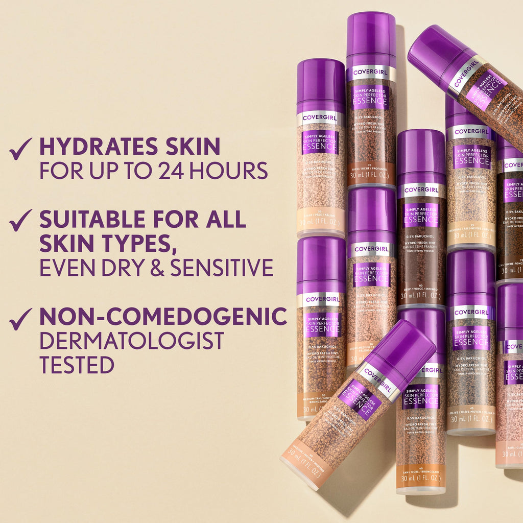 Covergirl Simply Ageless Skin Perfector Essence Foundation, 10 Fair – Sheer Tint, Vegan