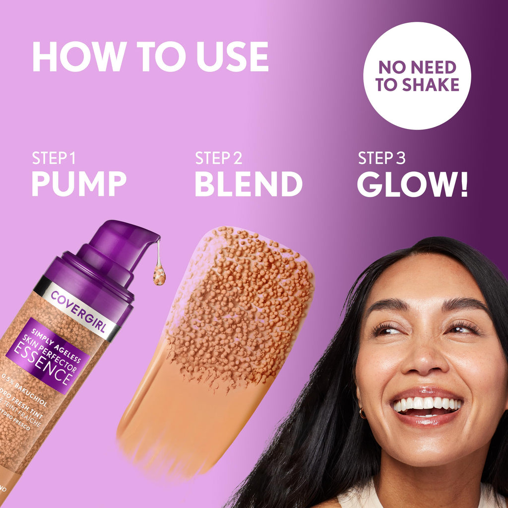 Covergirl Simply Ageless Skin Perfector Essence Foundation, 10 Fair – Sheer Tint, Vegan