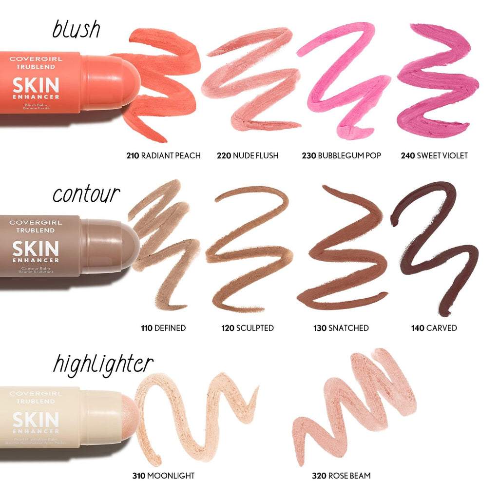 CoverGirl Trublend Skin Enhancer Highlighter Balm Stick Moonlight – Vegan, Easy Glide, 0.21oz