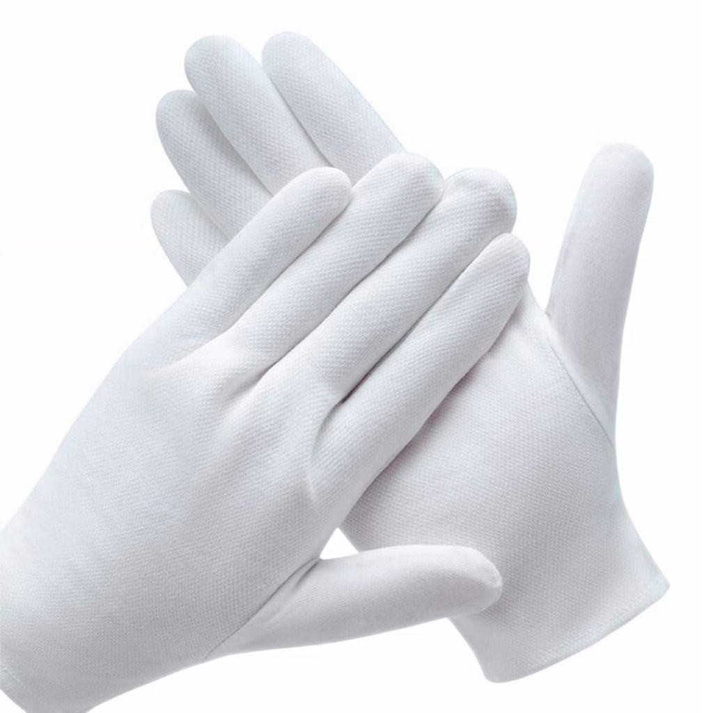 COYAHO 12 Pairs White Cotton Gloves for Serving & Inspection – Soft, Reusable Cloth Gloves