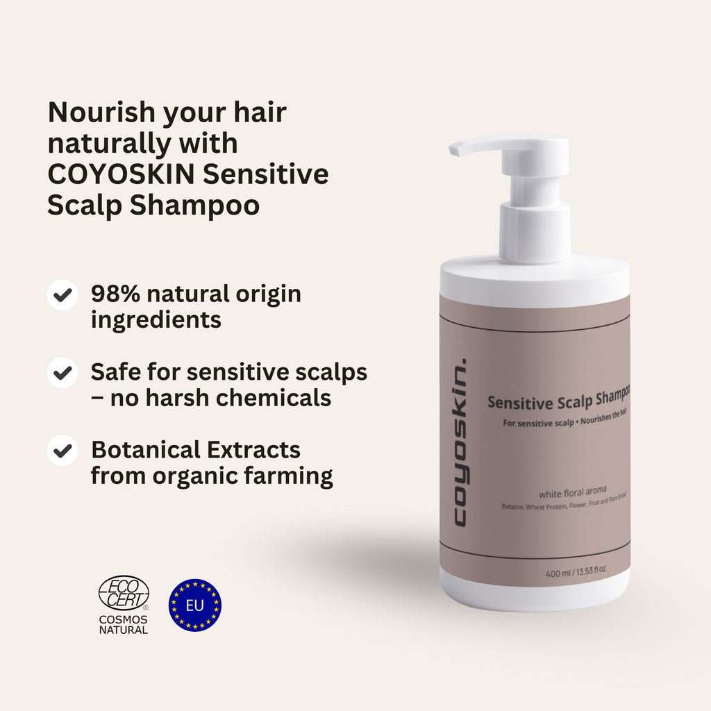 COYOSKIN Sensitive Scalp Shampoo – Gentle, SLS-Free Cleanser for Dry & Reactive Skin | ECOCERT Certified 400ml