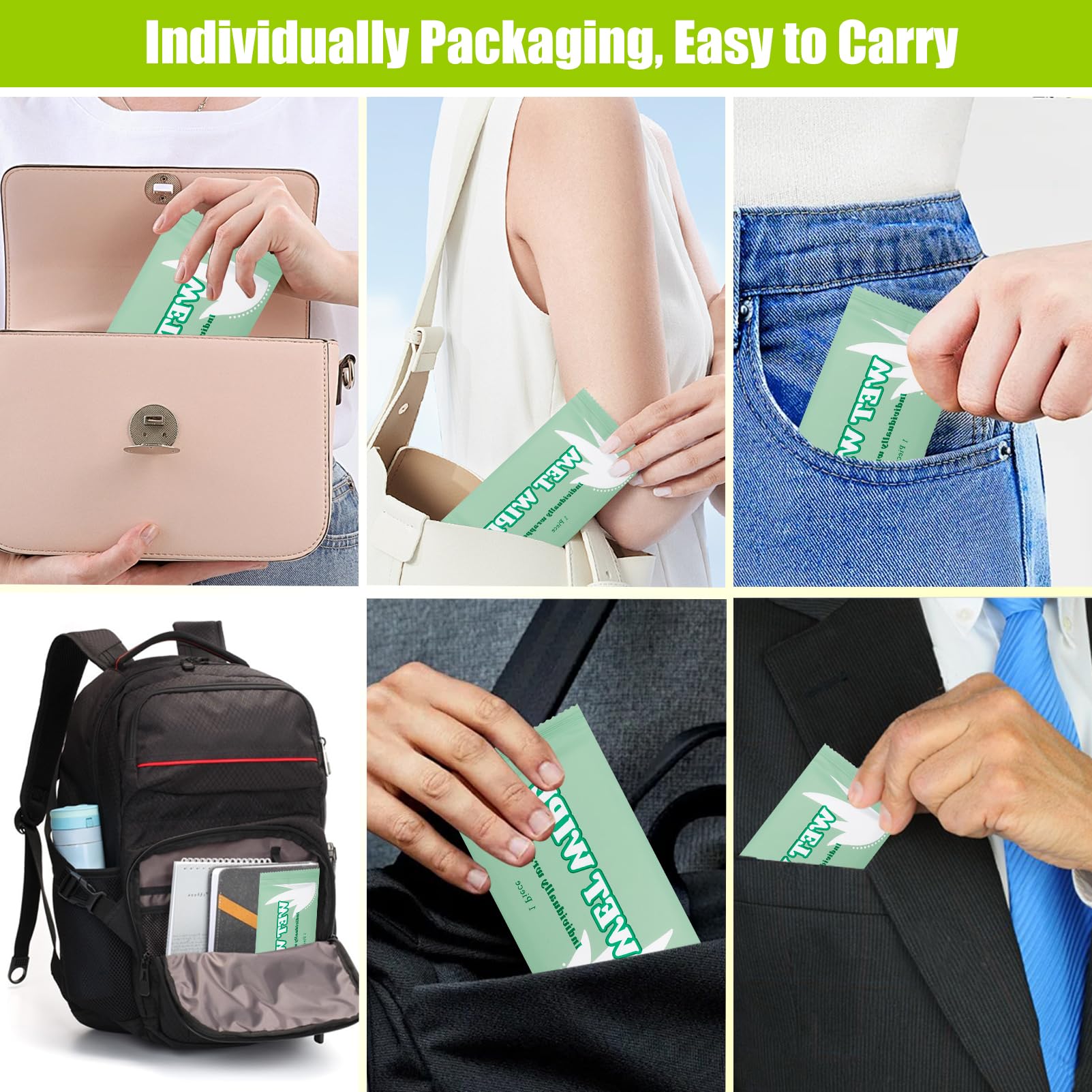Cptoion 300pcs Wet Wipes – Individually Wrapped, Unscented Travel Pack