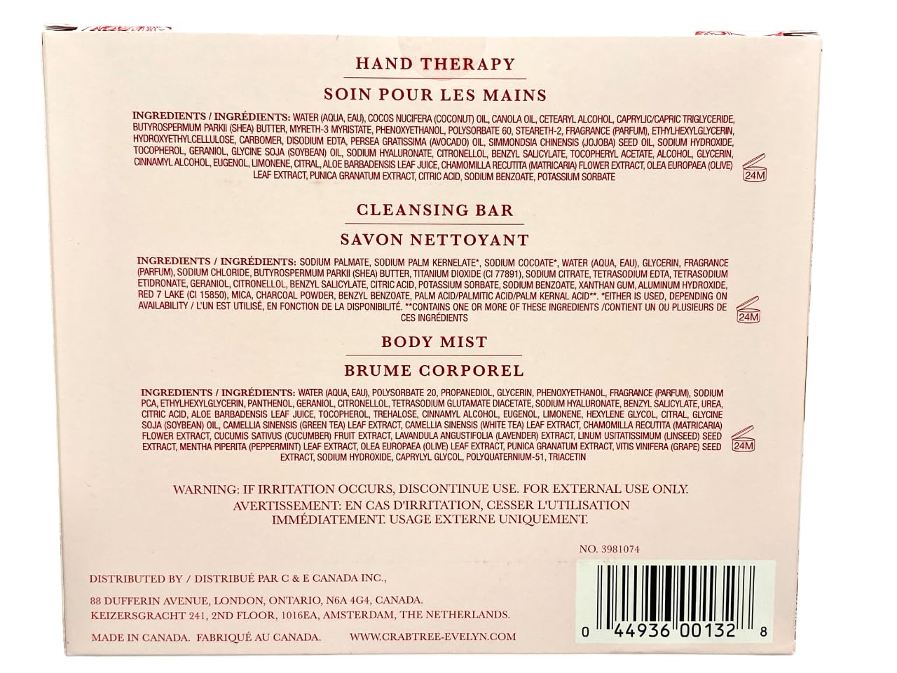 Crabtree & Evelyn Evelyn Rose Gift Set – Hand Therapy, Bar Soap & Body Mist (Full Size)