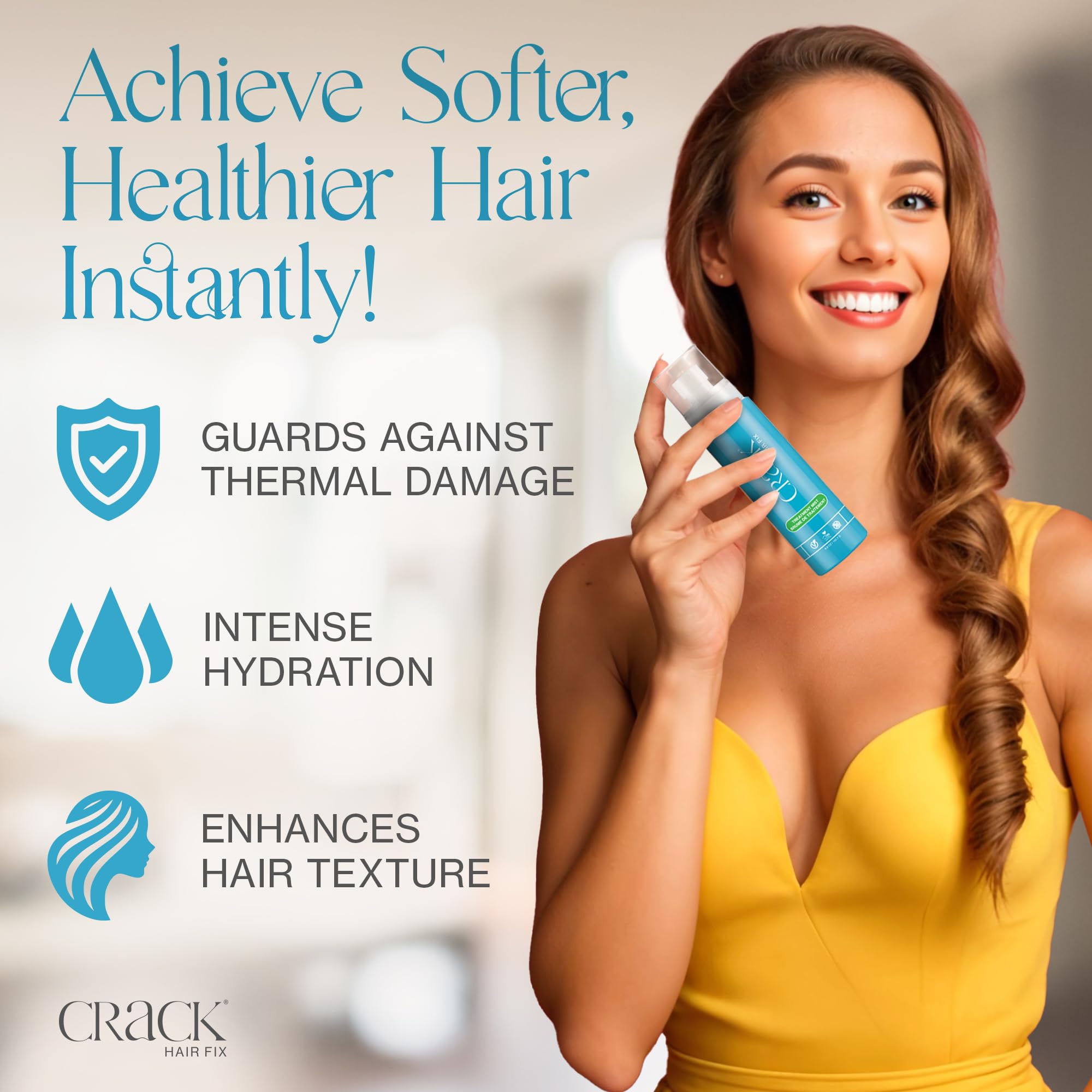 Crack HAIR FIX Mist Spray – Moisturizes & Protects Hair From Dryness & Thermal Damage | 6 oz, 2 Pack