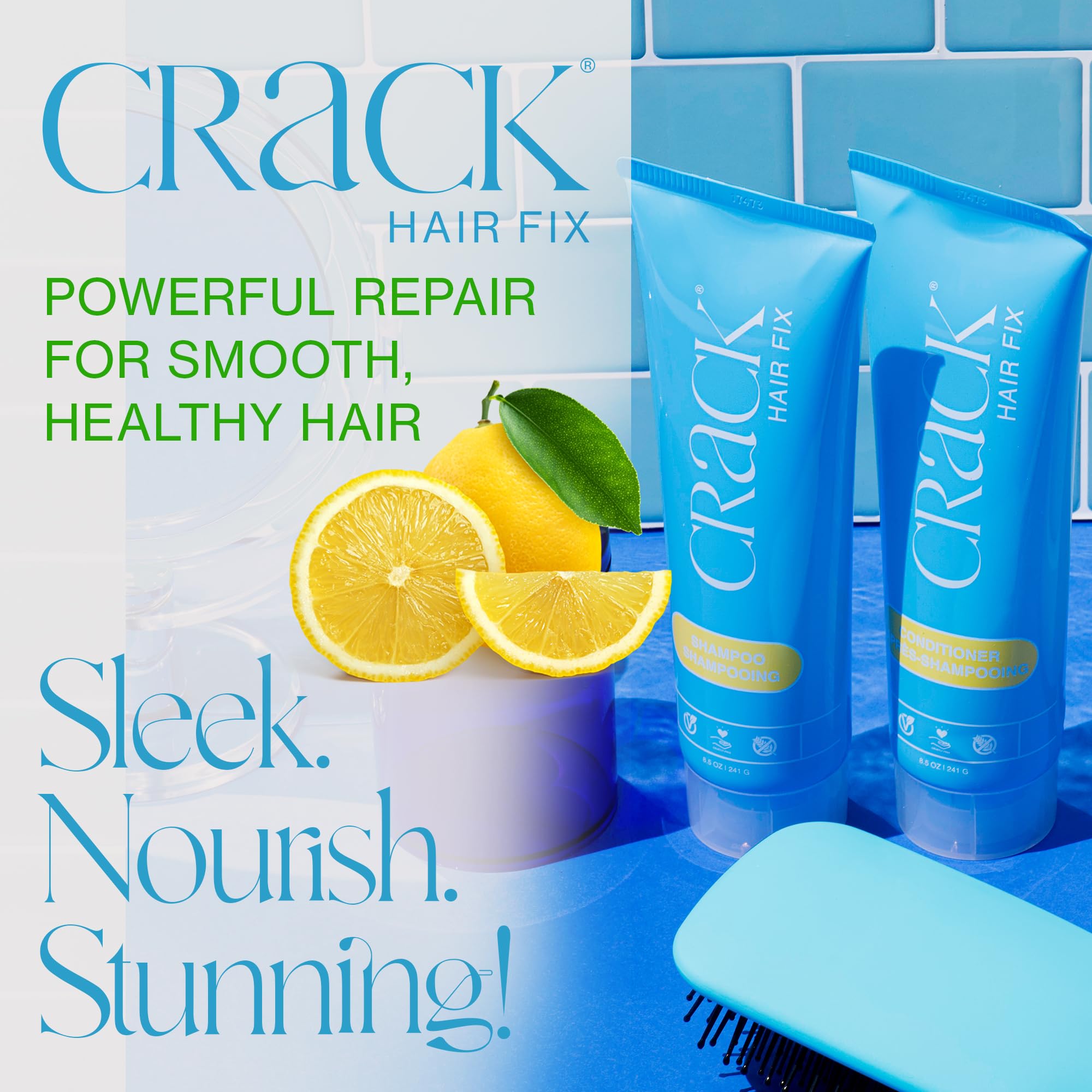 CRACK Hair Fix Shampoo & Conditioner Set – Bond Repair, Anti-Frizz, Color-Safe (8.5 oz Each)