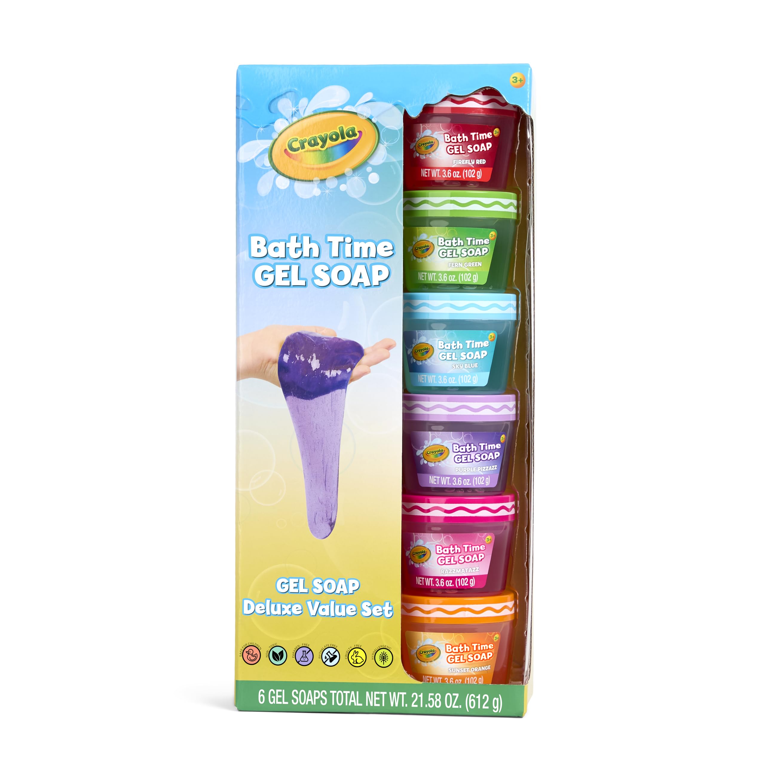 Crayola Bath Time Slime 6-Piece Set — Colorful Slime-Texture Bath Soaps, 3.6 oz Each