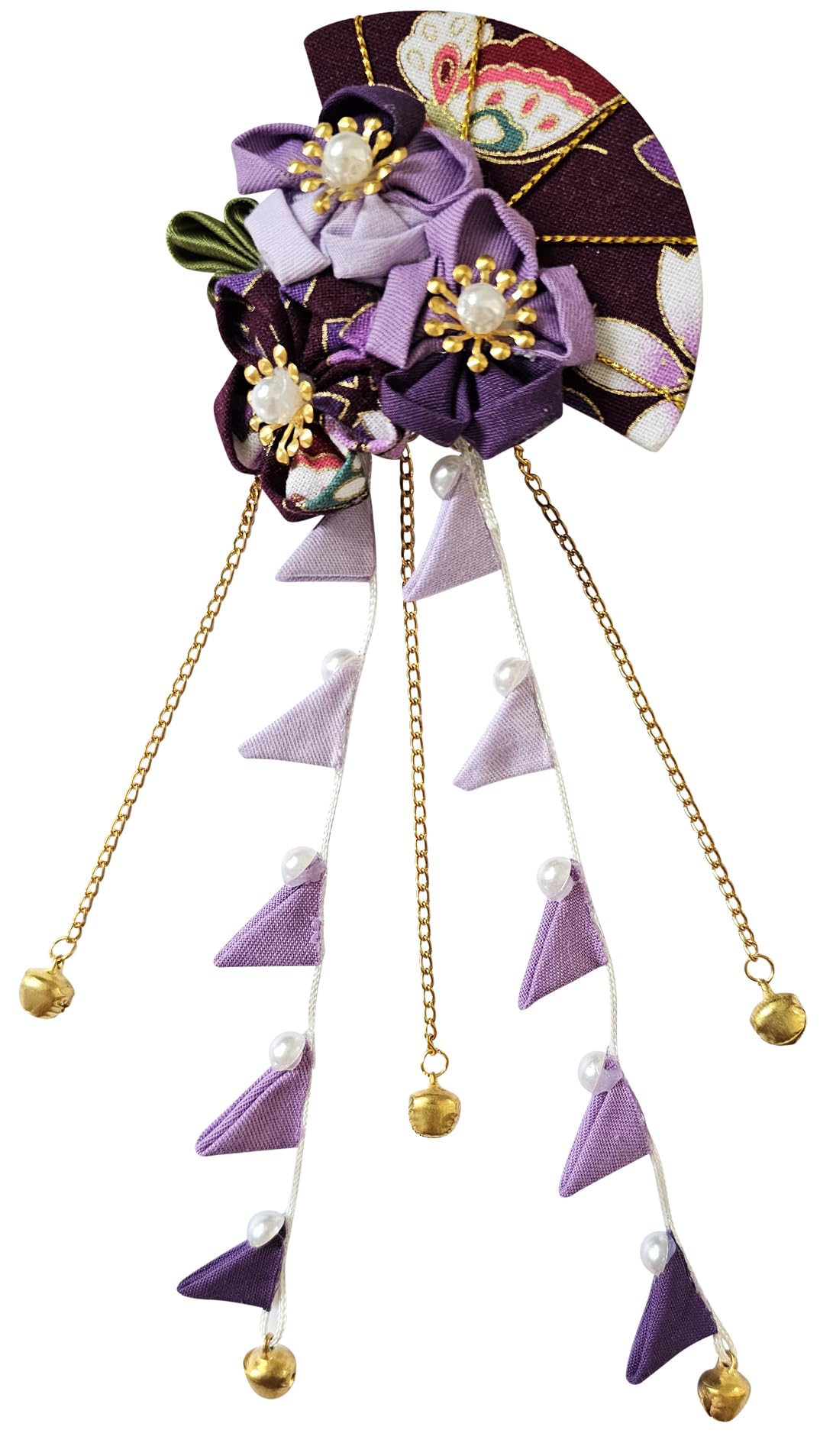 CRB Fashion Womens Japanese Kimono Hairclip - Yukata Flower Hair Tie Band Clip (Purple)
