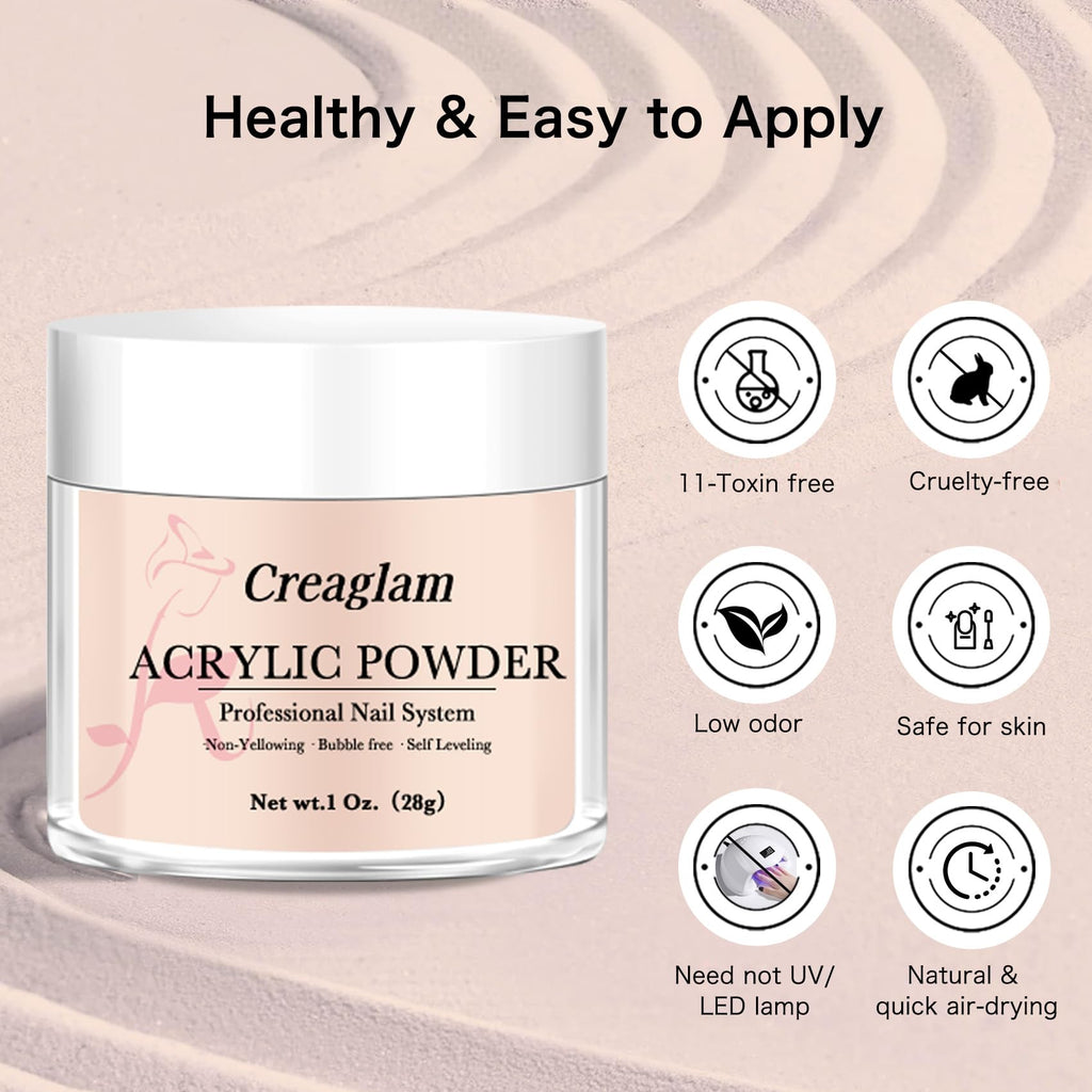 Creaglam Super Acrylic Powder 28g (3 Colors) Imperial Topaz, Carnelian & Autumn Blonde for 3D Nail Art – No Lamp Needed