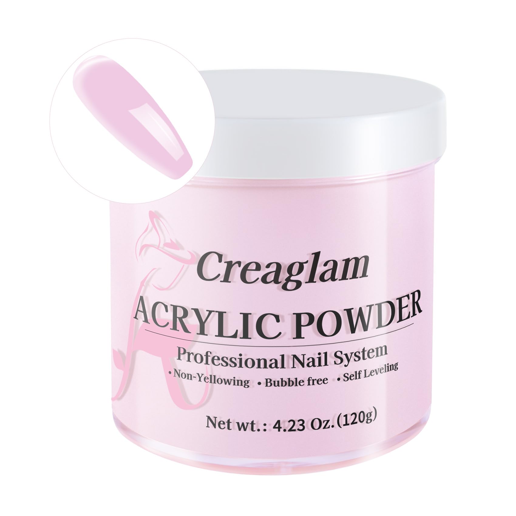 Creaglam Acrylic Powder 120g | No Lamp Needed for Nail Extensions | Bubble-Free Formula