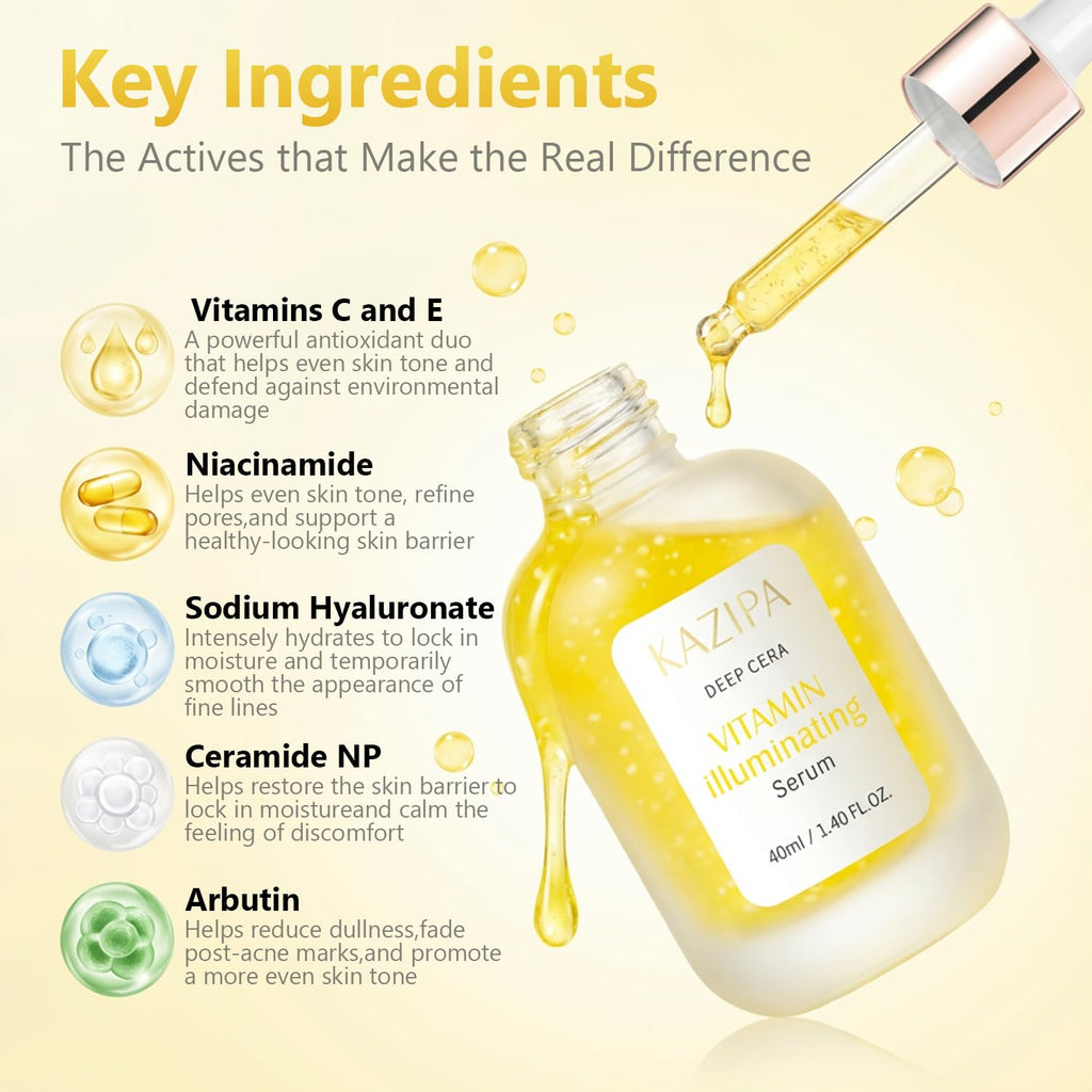 Createreedo Vitamin C Serum for Face – Brightening, Anti-Aging with Niacinamide & Hyaluronic Acid