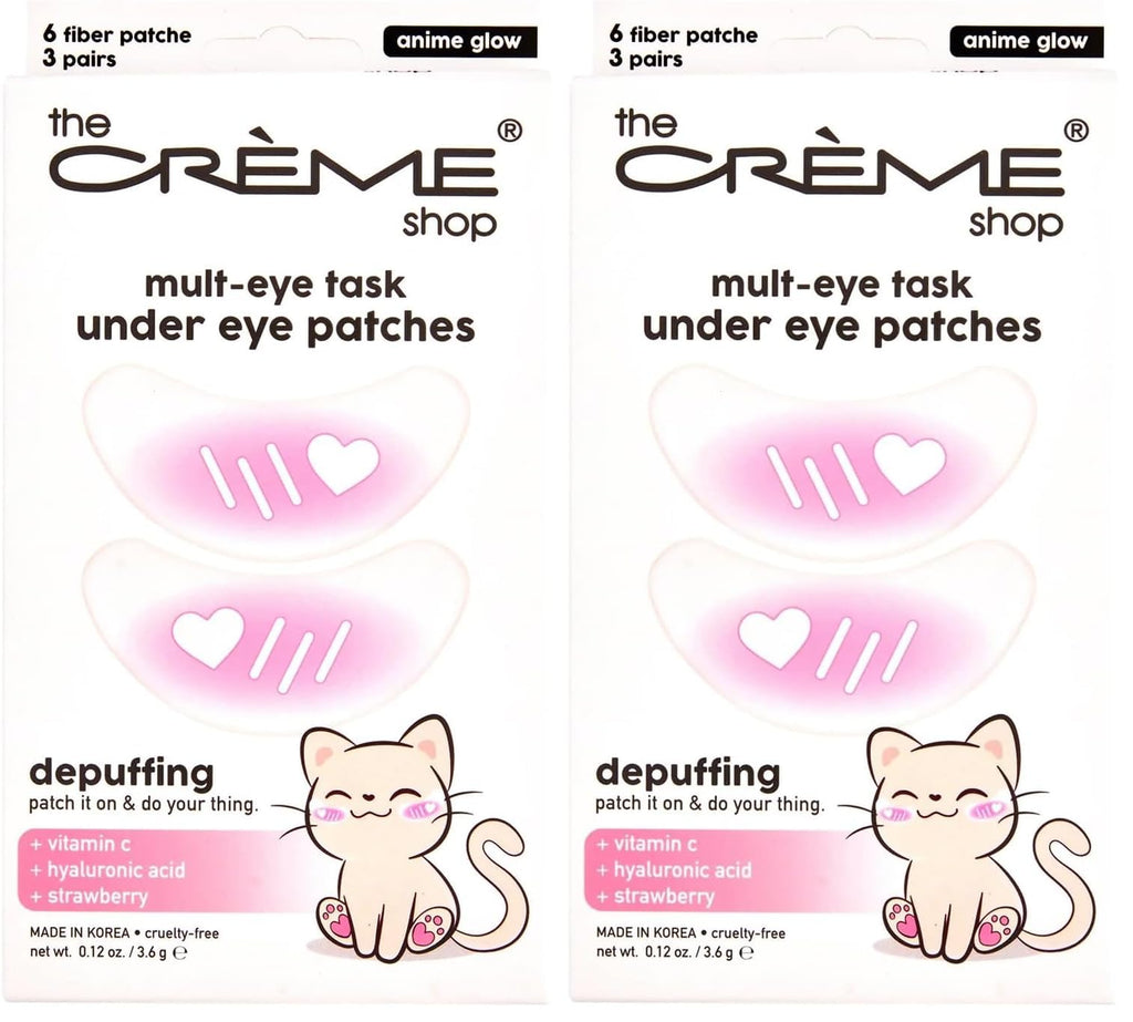 The Crème Shop Mult-Eye Task Under Eye Patches – Anime Glow, Vitamin C, Hyaluronic Acid & Strawberry (Pack of 2/Set of 6)