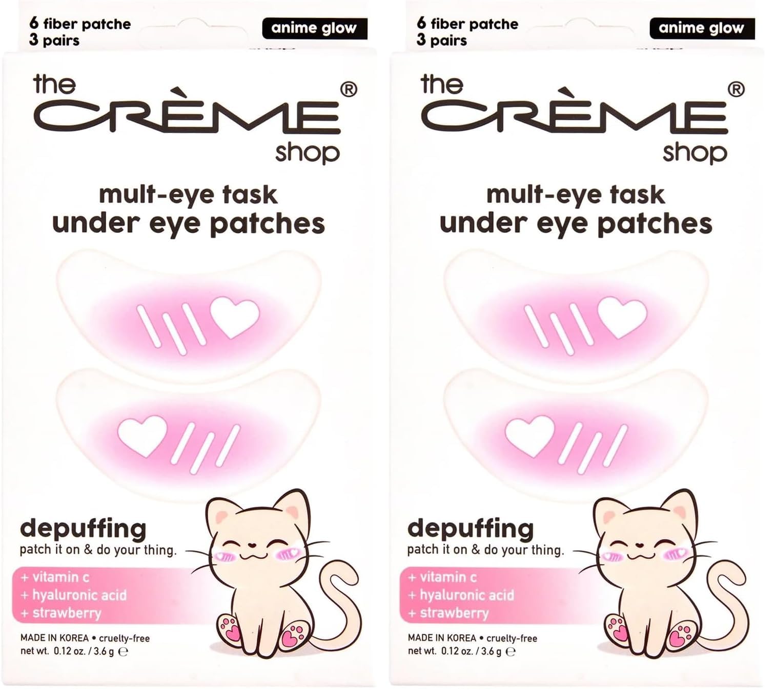 The Crème Shop Mult-Eye Task Under Eye Patches – Anime Glow, Vitamin C, Hyaluronic Acid & Strawberry (Pack of 2/Set of 6)