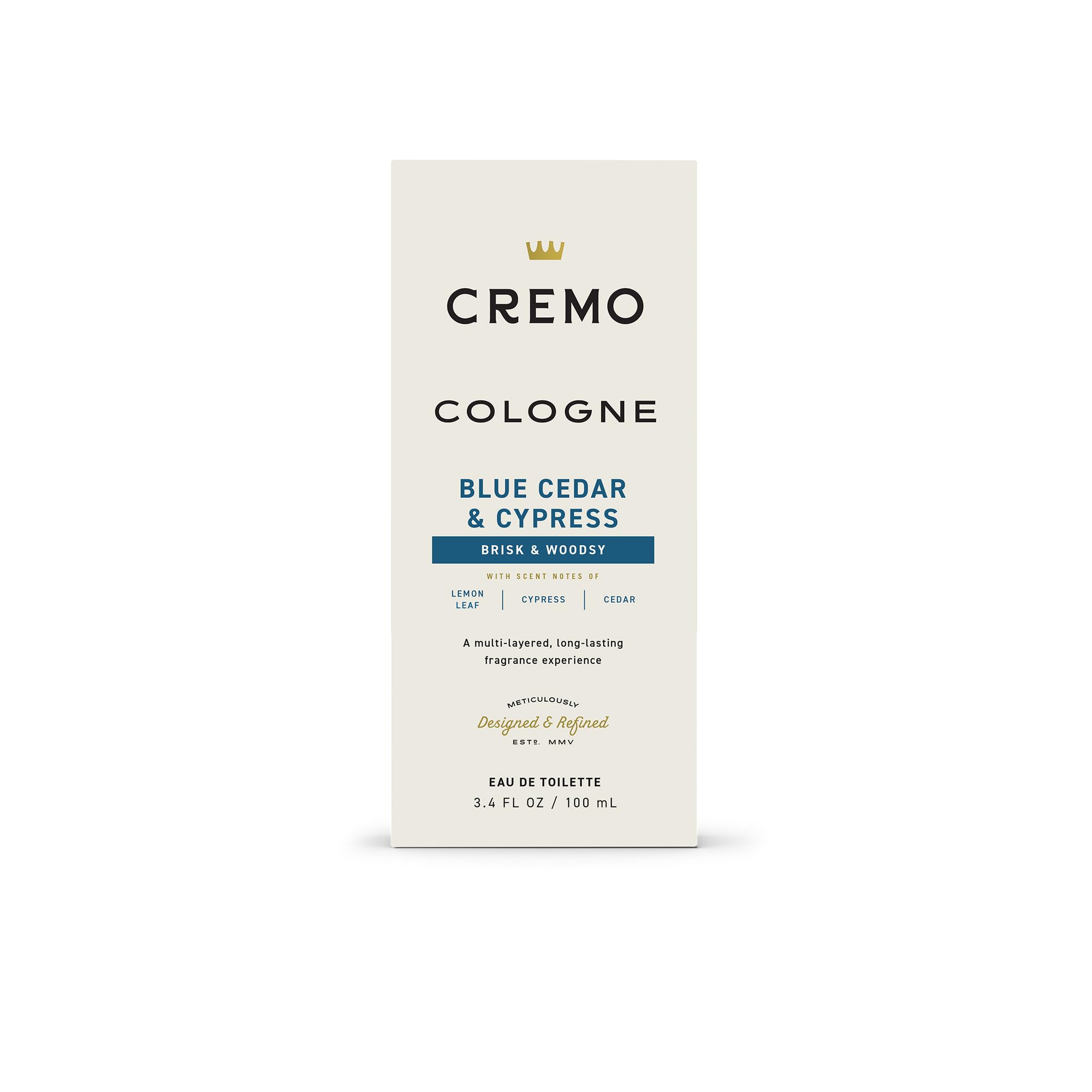 Cremo Cologne for Men - Blue Cedar & Cypress | Woodsy Scent