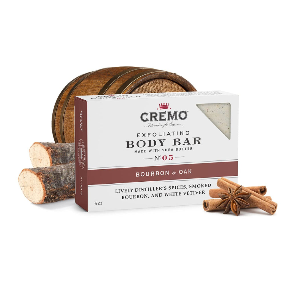 Cremo Bourbon & Oak Exfoliating Body Bars (3-Pack) – Distiller's Spice, Bourbon & Oak Scent