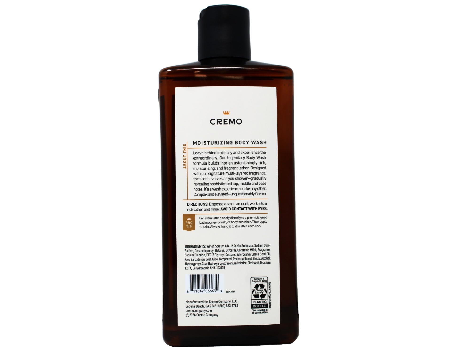 Cremo Body Wash Set (16 oz each) – Palo Santo, Italian Bergamot & Golden Amber | Skin-Moisturizing Formula