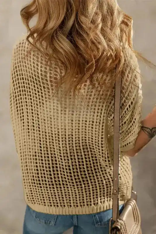Flower Embroidered Crochet Knit Top Women UK