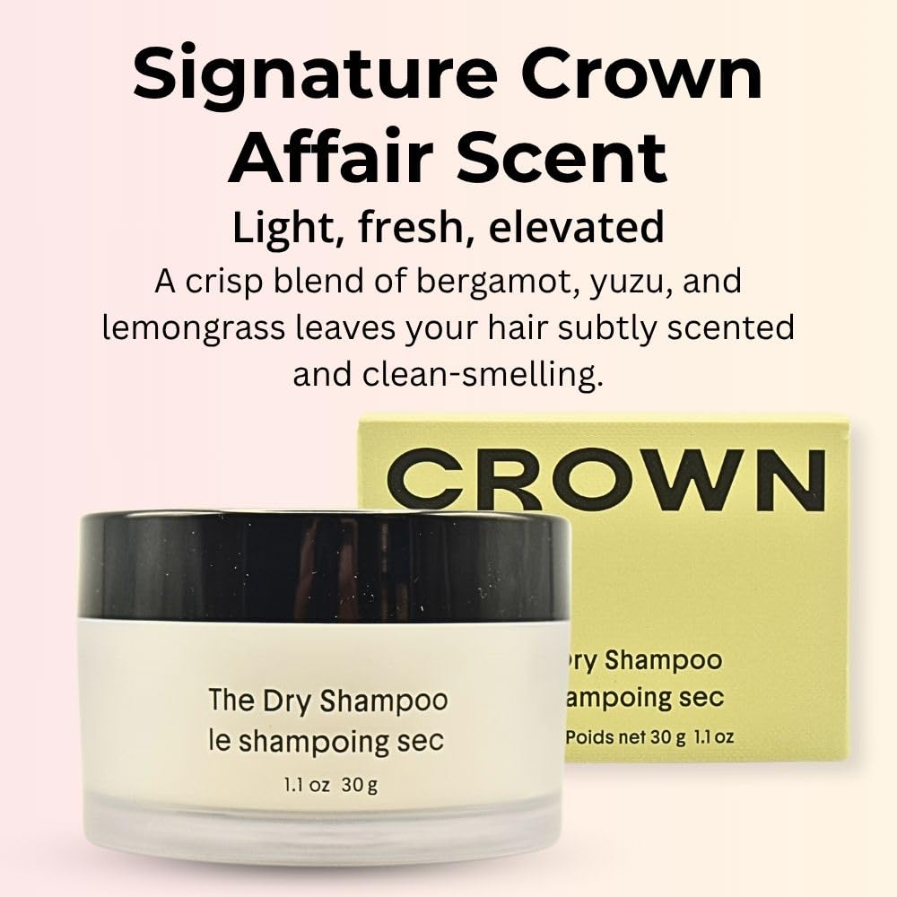 Crown Affair Refillable Dry Shampoo Powder with Kabuki Brush – Talc-Free, Oil Absorbing for All Hair Types