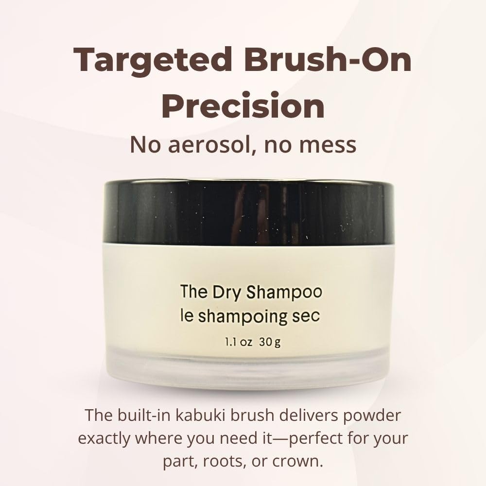 Crown Affair Refillable Dry Shampoo Powder with Kabuki Brush – Talc-Free, Oil Absorbing for All Hair Types