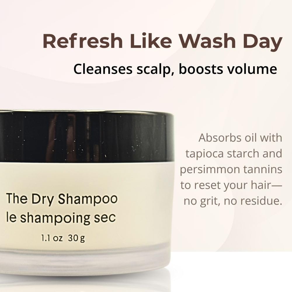 Crown Affair Refillable Dry Shampoo Powder with Kabuki Brush – Talc-Free, Oil Absorbing for All Hair Types