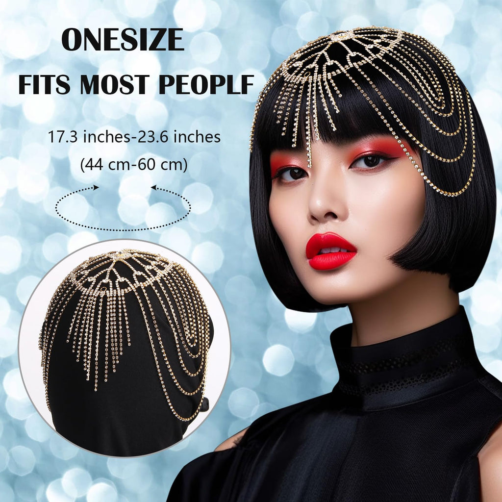 CROWN GUIDE 1920s Gatsby Headpiece – Rhinestone Flapper Hairband, Gold