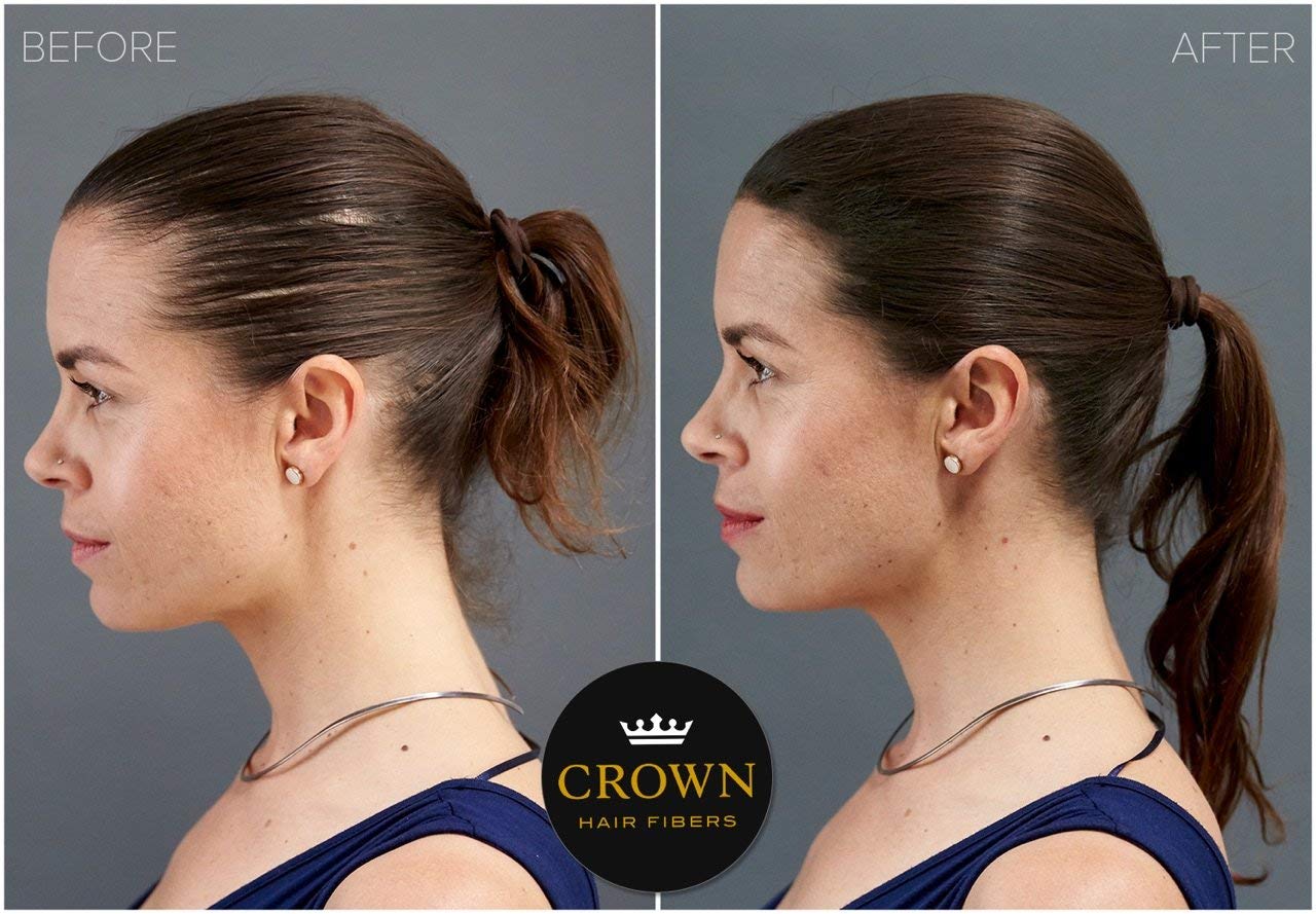 CROWN Hair Building Fibers (28g) – Instantly Conceal Thinning Hair with Keratin Fiber – 13 Shades for Men & Women – Light Brown
