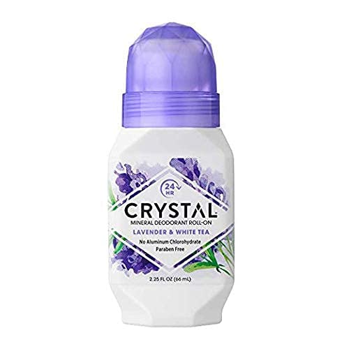 Crystal Essence Mineral Deodorant Roll-On – Lavender & White Tea, Pack of 5