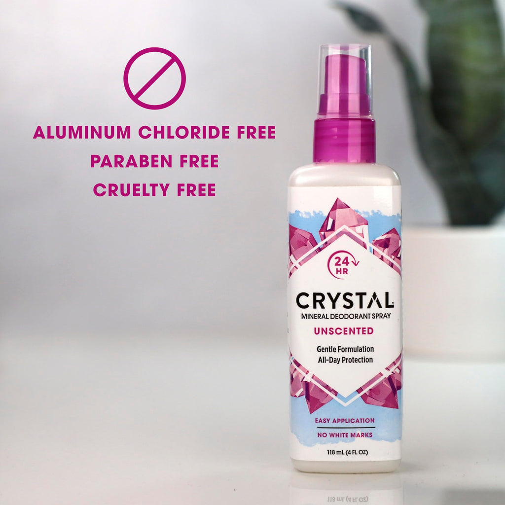 Crystal Essence Mineral Deodorant Spray, Unscented – All-Over Body Deodorant, 4 Fl Oz