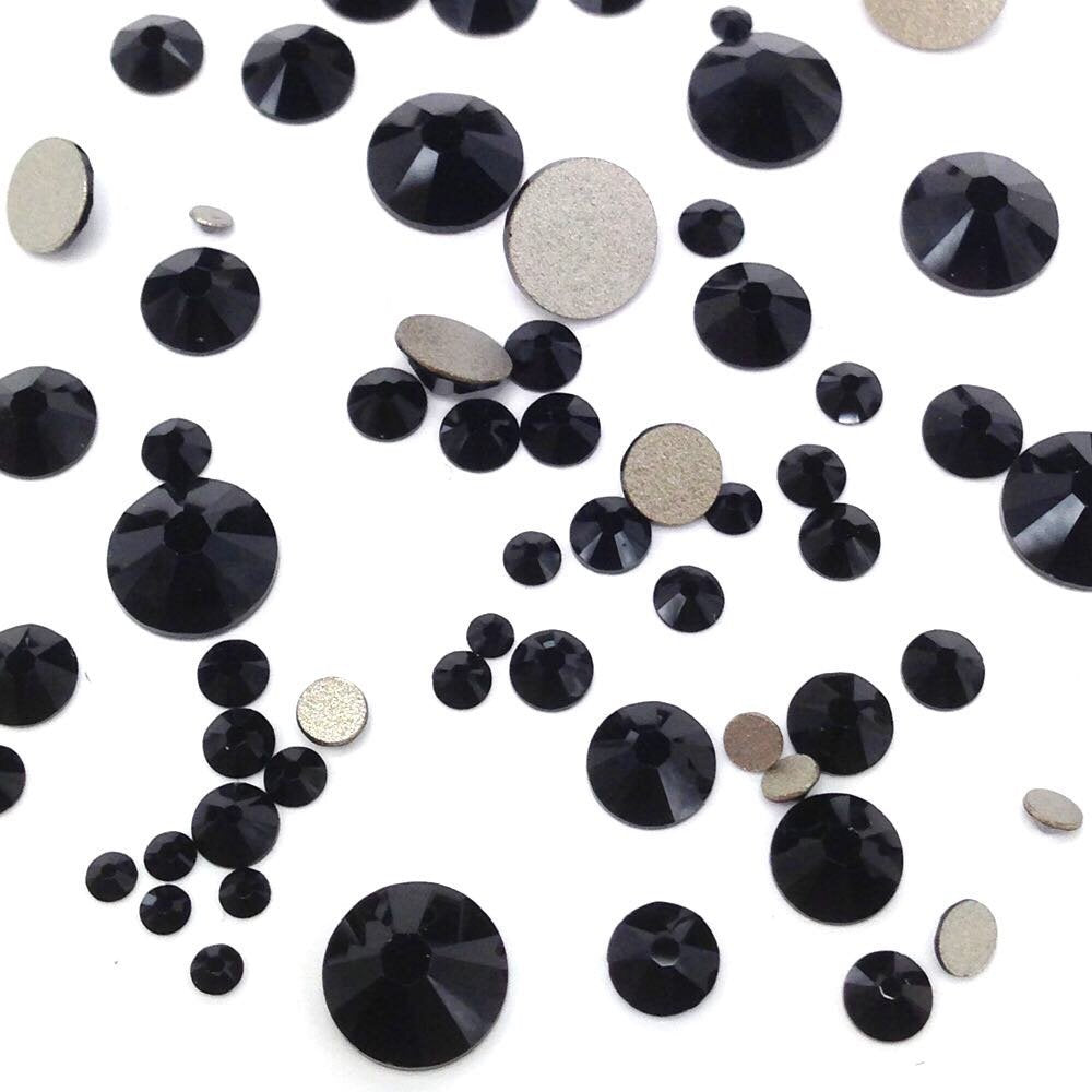 Crystal-Wholesale JET 280 Black Swarovski Flatbacks – 144 pcs, Mixed Sizes ss5-ss30