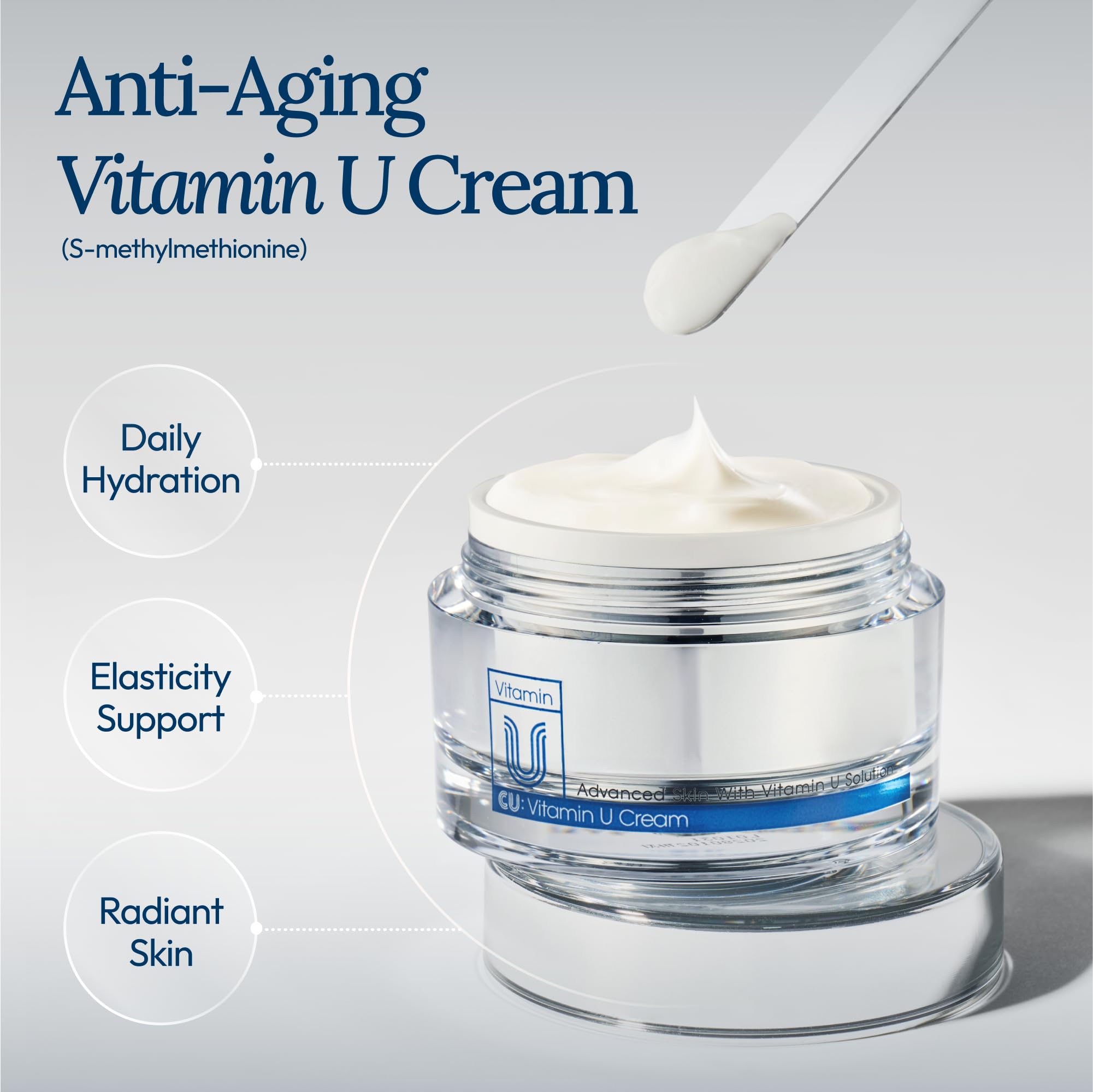 CU: VITAMIN U Moisturizing Cream for Face | Korean Skincare with Adenosine, Niacinamide & Ceramide (50ml)