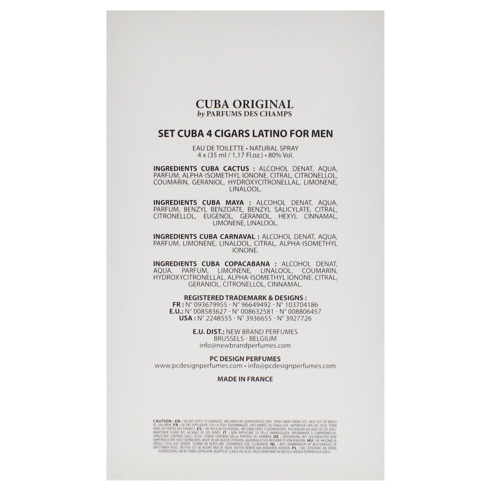 Cuba Latino Collection for Men – 4-Piece Gift Set by Champs (Carnaval, Copacabana, Maya & Cactus) | 1.17 oz EDTs