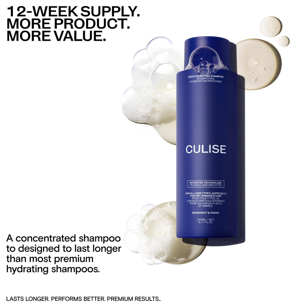 CULISE Korean Deep Hydrating Shampoo – Rice Water, Probiotics, Hyaluronic Acid | 12-Week Supply