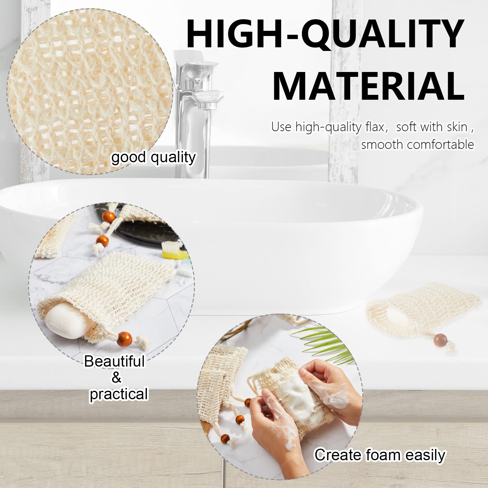 Cunhill 80 Pack Soap Saver Bags – Exfoliating Shower Net with Wooden Bead