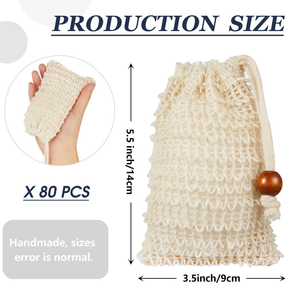 Cunhill 80 Pack Soap Saver Bags – Exfoliating Shower Net with Wooden Bead