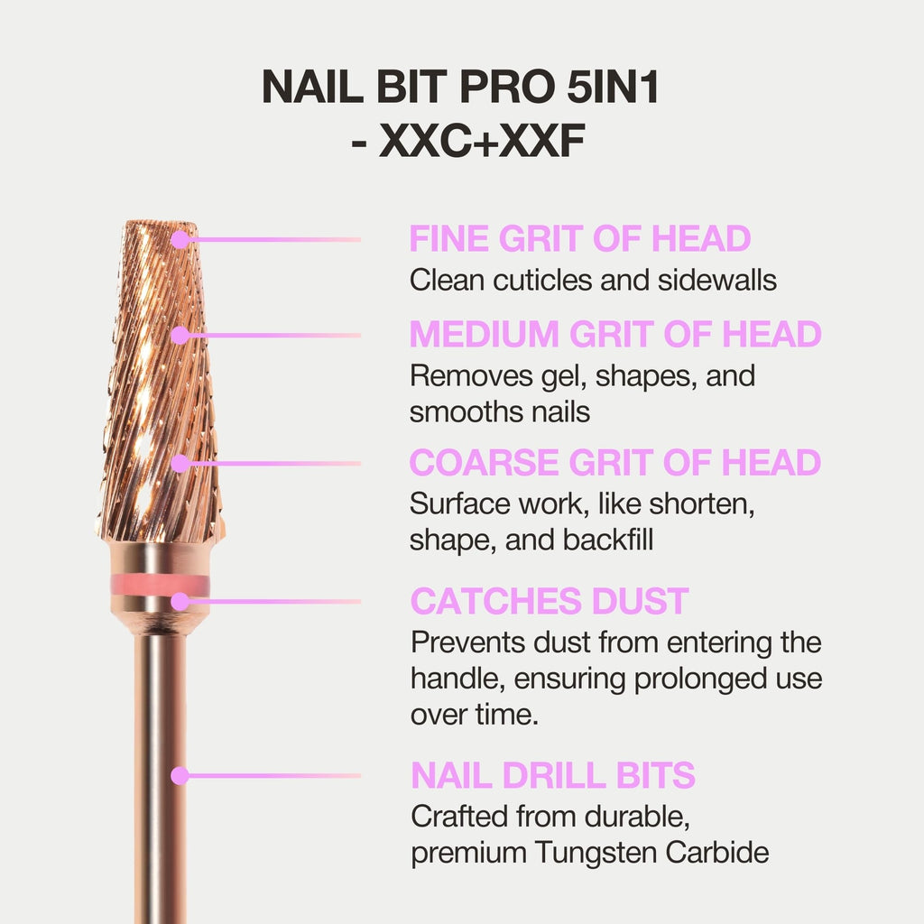 Curacoro Cuticle Nail Drill Bit 3/32in 5-in-1 Pro XXC+XXF – Refine, Shape & Smooth Nails