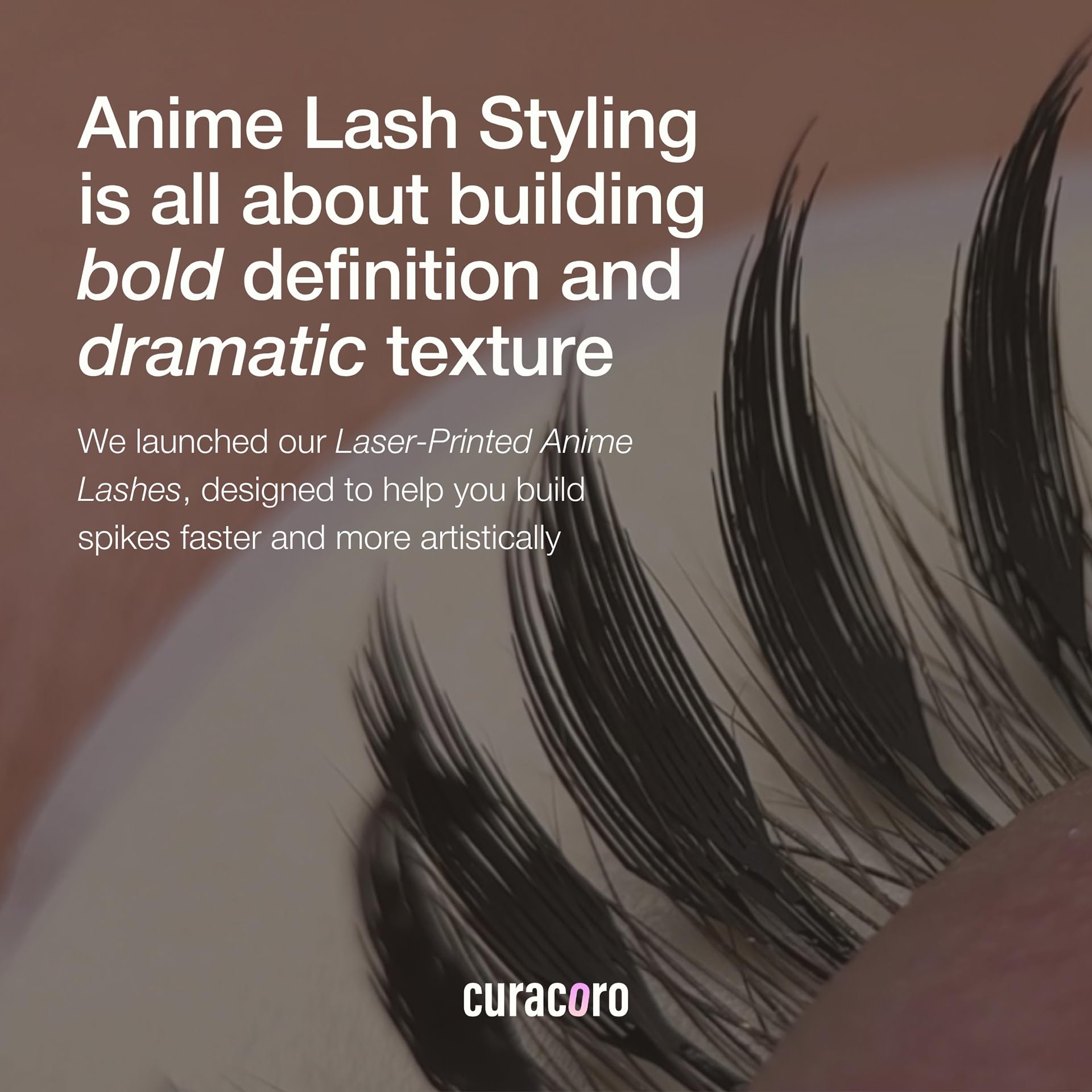 Curacoro Anime Spire Spikes – Laser-Bonded, Lightweight Premade Lash Spikes with LC Curl 7–16mm for Professionals