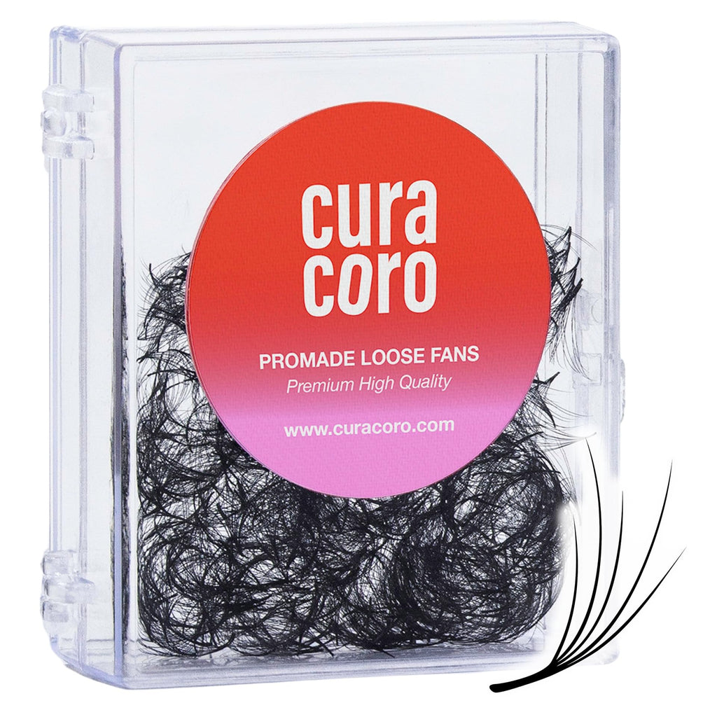 Curacoro Camellia Promade Fans – Handmade 5D–10D Lash Fans, 7–14mm Mix