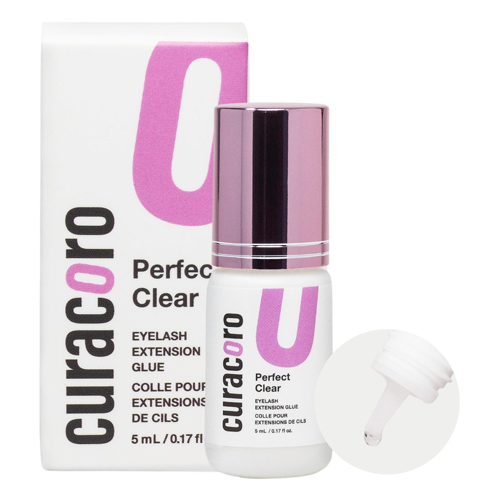 Curacoro Professional Eyelashes Glue — Extra Strong Salon Adhesive (0.5-3 Sec Dry) Clear & Black, 5ml, 7-8 Week Retention
