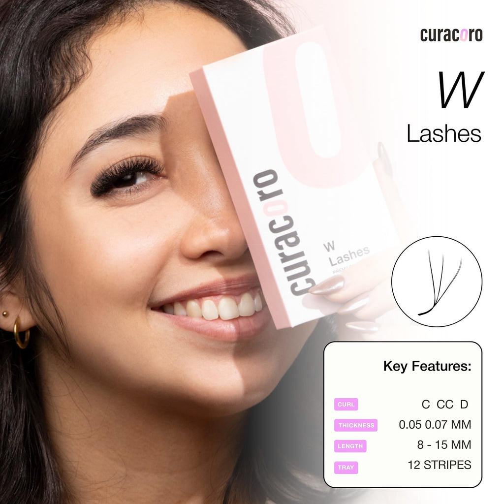 Curacoro W Eyelashes Extensions – 3D Volume Lashes, 0.07 C Curl, 10mm, Easy Application