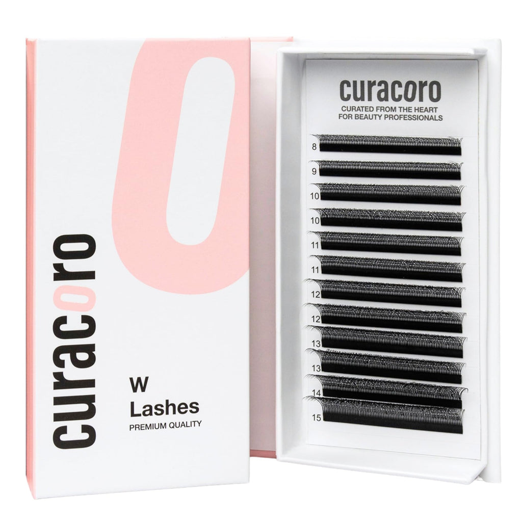 CURACORO W Eyelashes Extensions - 3D Handmade Volume, 0.07 C Curl, 12mm, Easy Application