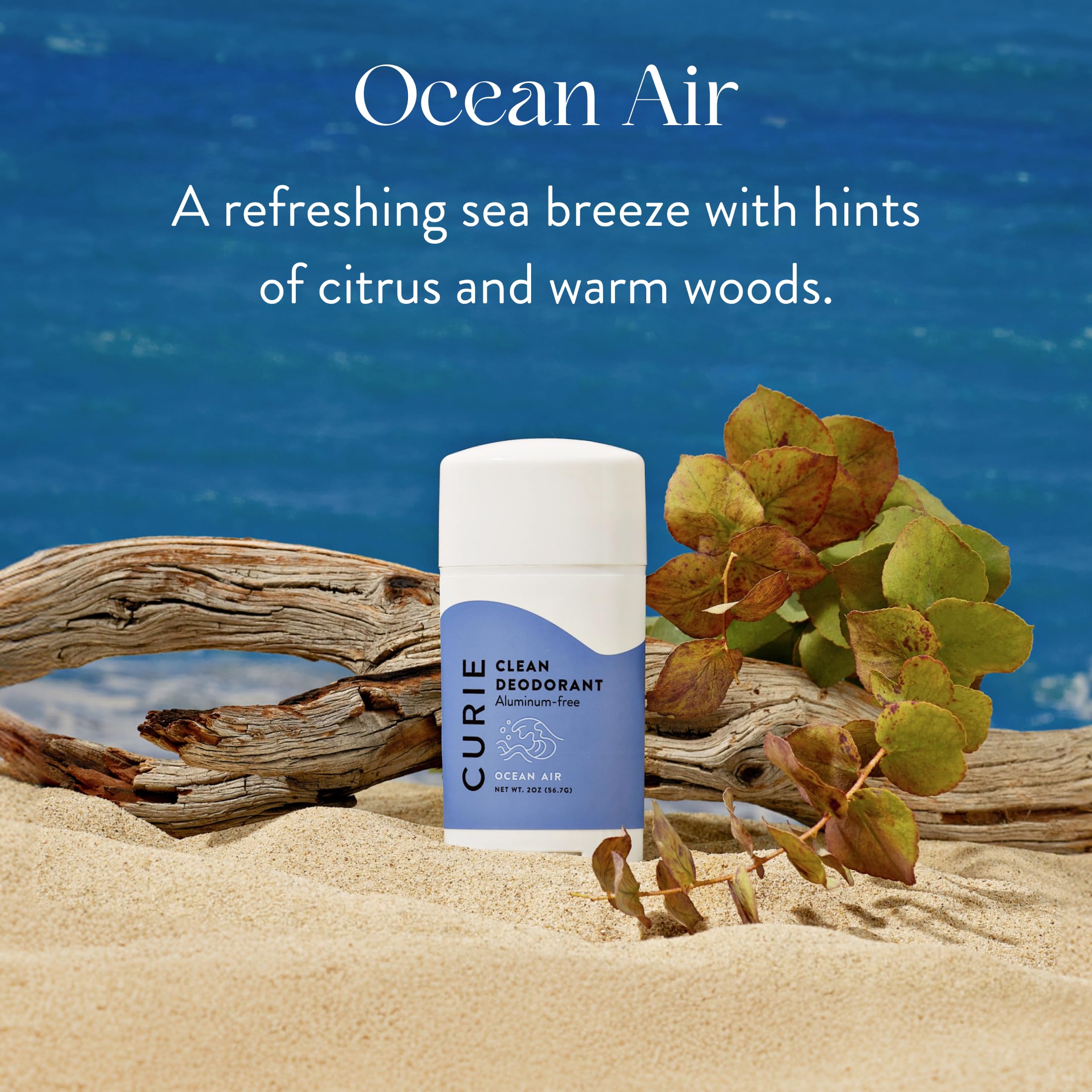 Curie Ocean Air Natural Deodorant for Women – Aluminum-Free, 3-Pack